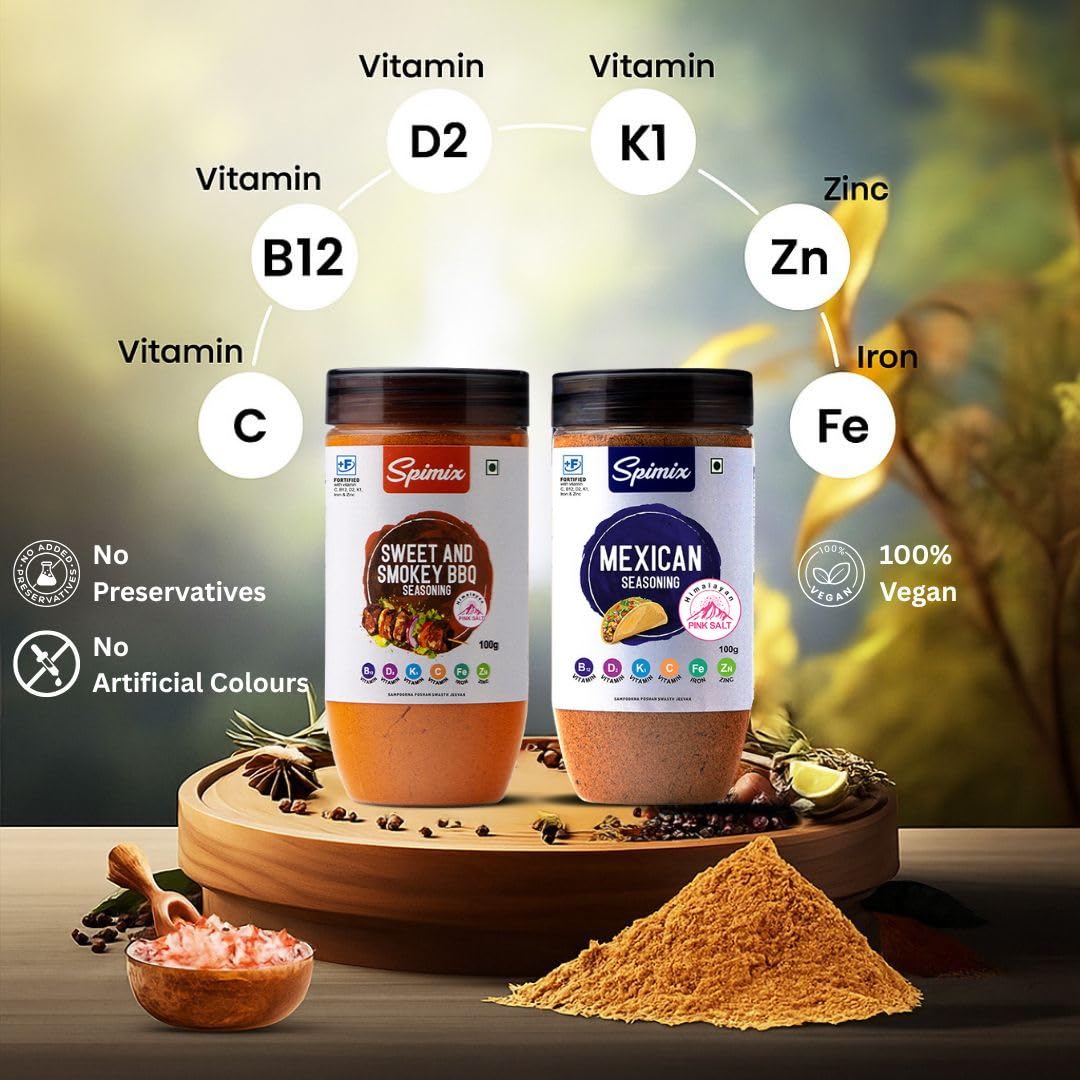 Spimix BBQ Lovers Combo | Sweet Smokey BBQ & Mexican Seasoning with Vitamins