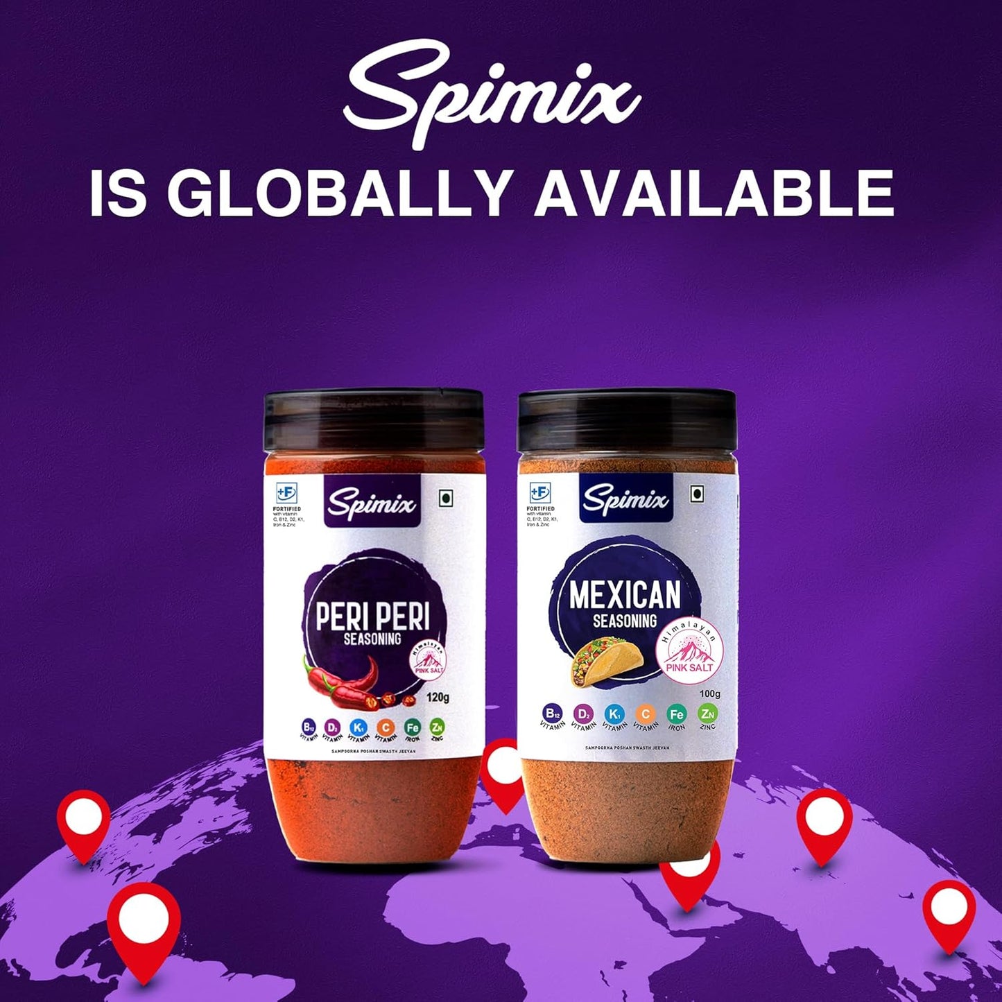 Spimix Snack Attack Duo | Peri Peri & Mexican Seasoning With Vitamins