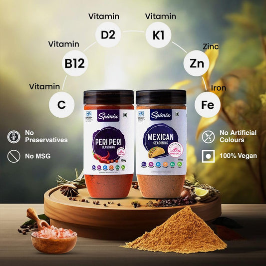 Spimix Snack Attack Duo | Peri Peri & Mexican Seasoning with vitamins