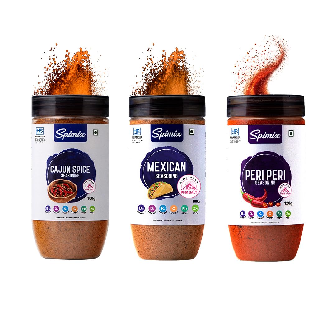 Spimix Bold & Spicy Combo | Cajun, Mexican & Peri Peri Seasoning with Vitamins