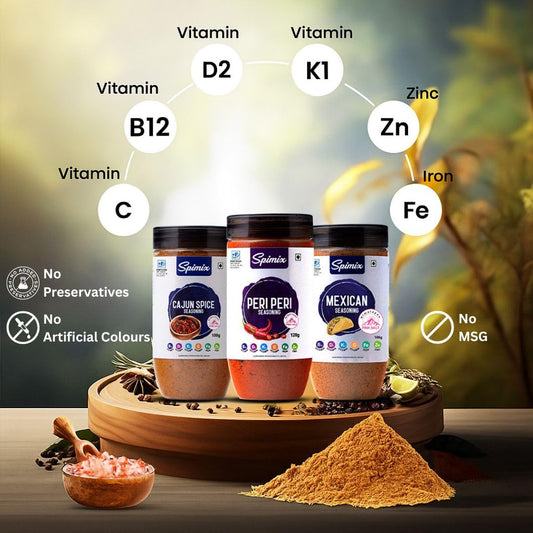 Spimix Bold & Spicy Combo | Cajun, Mexican & Peri Peri Seasoning with Vitamins