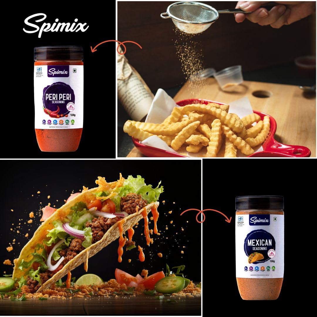 Spimix Snack Attack Duo | Peri Peri & Mexican Seasoning with vitamins