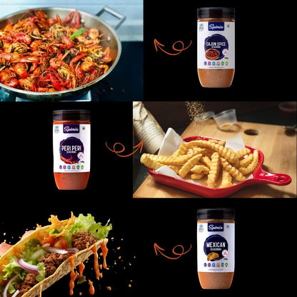 Spimix Bold & Spicy Combo | Cajun, Mexican & Peri Peri Seasoning with Vitamins