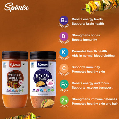 Spimix BBQ Lovers Combo | Sweet Smokey BBQ & Mexican Seasoning with Vitamins