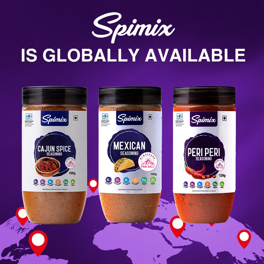 Spimix Bold & Spicy Combo | Cajun, Mexican & Peri Peri Seasoning with Vitamins