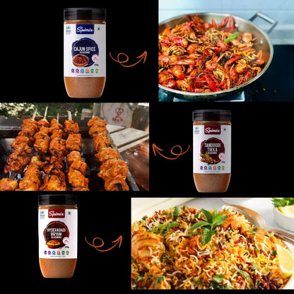 Spimix Desi Favorites Combo | Hyderabadi Biryani, Tandoori Tikka & Cajun Seasoning