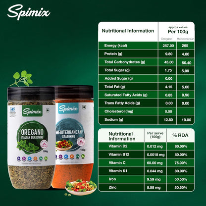 Spimix Herb & Aroma Duo | Oregano & Mediterranean Seasoning with added Vitamins