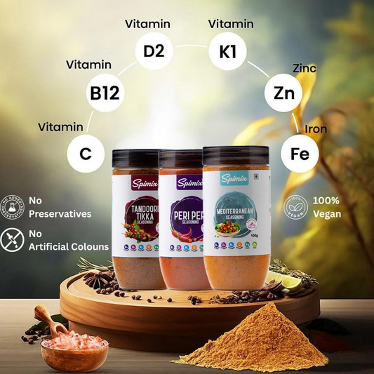 Spimix Combo | Tandoori Tikka, Mediterranean & Peri Peri Seasoning With Vitamins